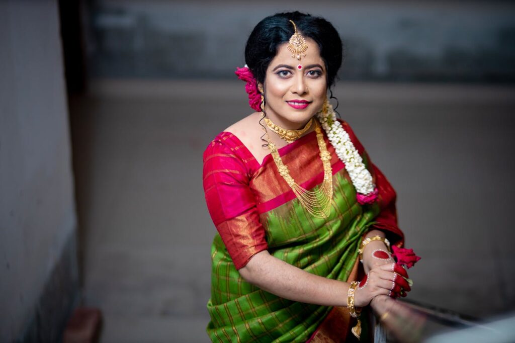 An Elegant Woman Wearing a Saree